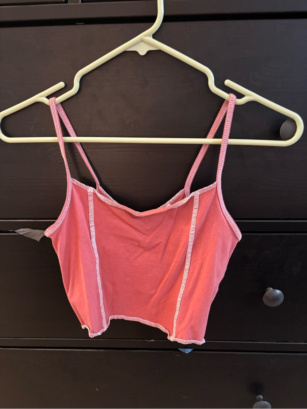 Pink Ribbed Crop Cami Tank Top - Women's
